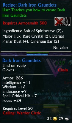 Recipe: Dark Iron Gauntlets