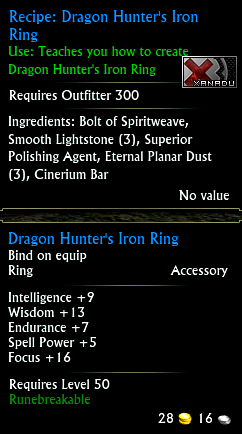Recipe: Dragon Hunter's Iron Ring