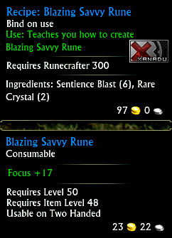 Recipe: Blazing Savvy Rune