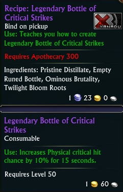 Recipe: Legendary Bottle of Critical Strikes