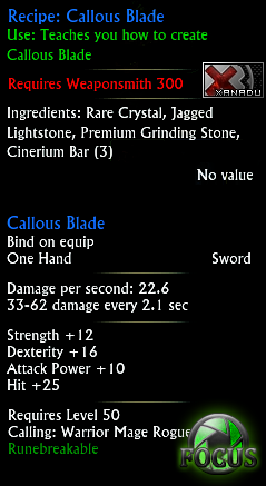 Recipe: Callous Blade