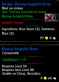Recipe: Blazing Insightful Rune