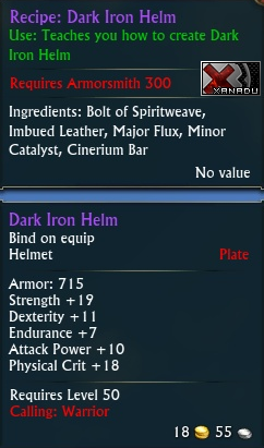 Recipe: Dark Iron helm