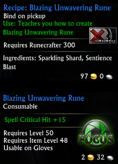 Recipe: Blazing Unwavering Rune