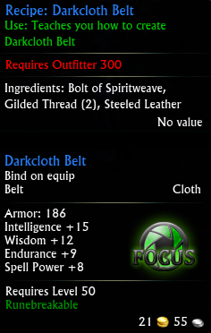 Recipe: Darkcloth Belt