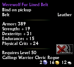 Werewolf Fur Lined Belt